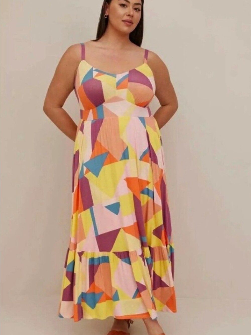 torrid Multicolor Geometric Maxi Dress in Pink, Yellow & Purple